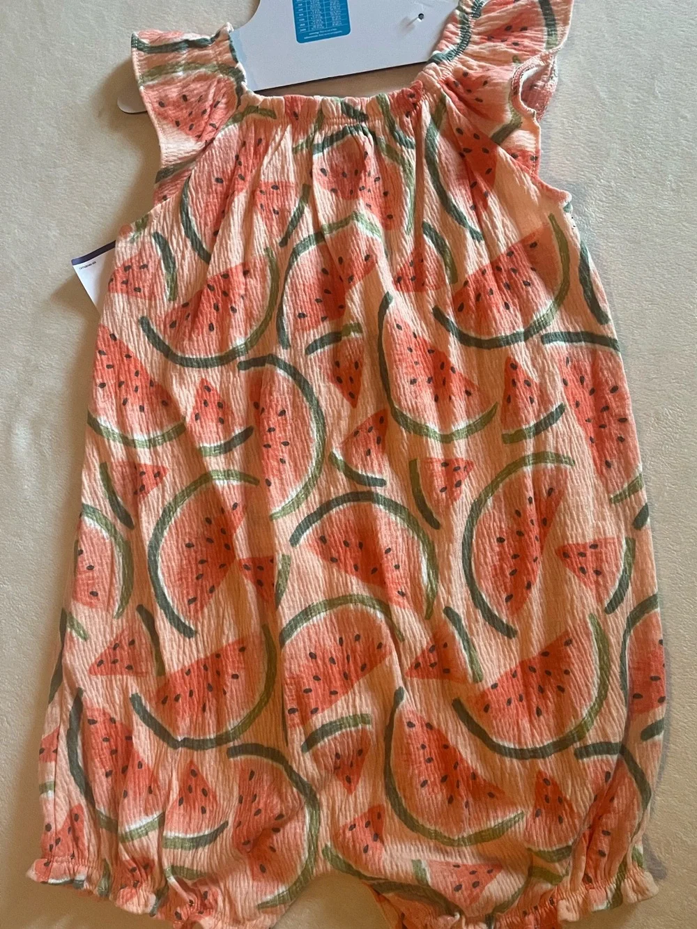 Carter's Peach and Green Watermelon Print Romper 24M